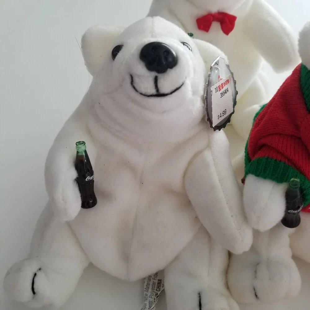 Coca Cola Lot of 5 Bean Bag Stuffed Plush Animals  Assorted